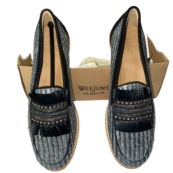 NWIB Weejuns Whitney 90s Raffia Preppy Tweed Loafers Size 8.5 - Picture 7 of 11